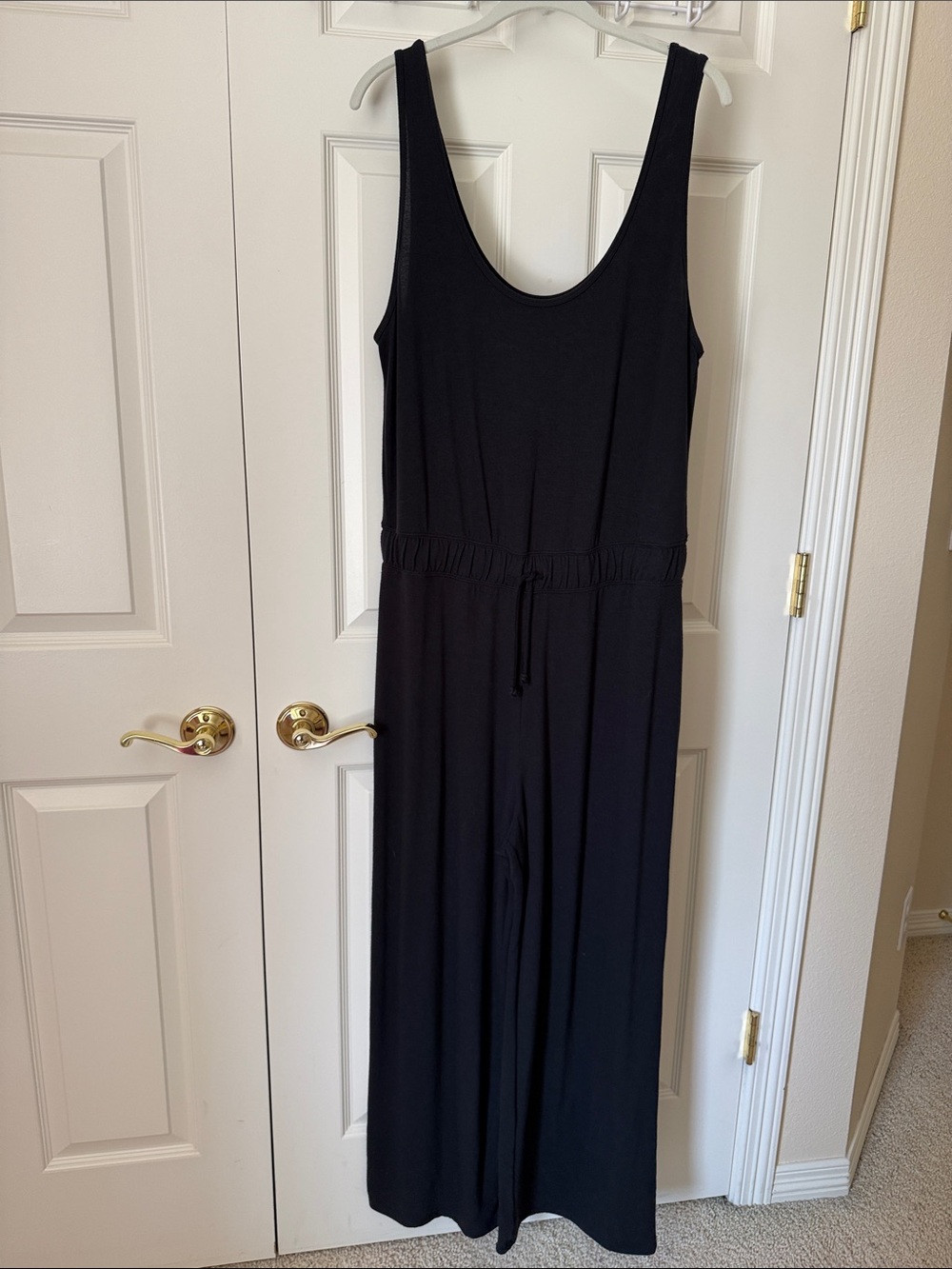 Abercrombie & Fitch Black Knit L  Jumpsuit - Sleeveless with Ruched waist